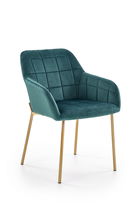Scaun tapitat cu stofa, cu picioare metalice Kai-306 Velvet Verde inchis / Auriu, l58xA57xH80 cm