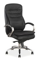 Scaun de birou directorial tapitat cu piele naturala si ecologica, Qwin-154 L Negru, l65xA53xH116-122 cm