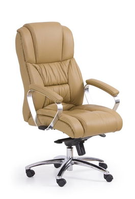 Scaun de birou directorial tapitat cu piele ecologica Forrest Maro deschis, l68xA74xH118-125 cm