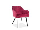 Scaun tapitat cu stofa si picioare metalice Eleanor Velvet Burgundy / Negru, l59xA62xH81 cm