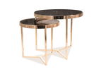 Set 2 mese de cafea din sticla si metal Dellyn II Marmura / Auriu, Ø59xH52 cm / Ø45xH45 cm