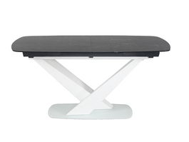 Masa extensibila din ceramica, MDF si sticla, Cassian II Grafit / Alb, L160-220xl90xH76 cm