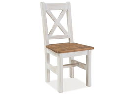 Scaun din lemn de pin Portos Alb / Natural, l45xA46xH96 cm