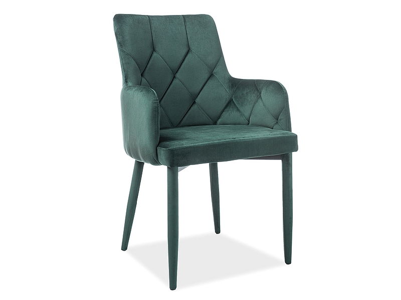 Scaun tapitat cu stofa si picioare metalice, Richelle Velvet Verde Inchis, l57xA55xH87 cm