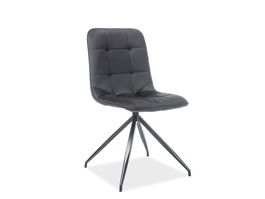 Scaun tapitat cu stofa si picioare metalice, Telmo Velvet Negru, l47xA42xH86 cm