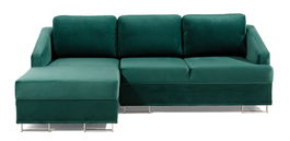 Coltar Bucs Extensibil cu Arcuri Ondulate si Spuma Poliuretanica, Sezlong pe Stanga, Suprafata de Dormit 200x140 cm, cu Lada de Depozitare, Perne Incluse, l225xA160xH76 cm