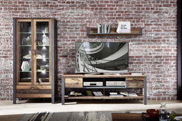 Set de mobila living din pal, 3 piese Chelsea I Natural / Grafit