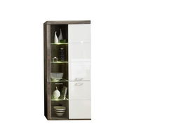 Vitrina din pal si MDF, cu 4 usi Krone Alb / Natur, l87xA38xH202 cm