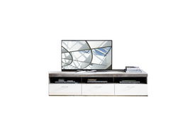Comoda TV din pal si MDF, cu 1 sertar si 2 usi Krone Large Alb / Natur, l210xA48xH50 cm