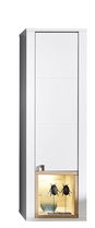 Vitrina suspendata din pal si MDF cu 1 usa, Selina Alb / Natur, l42xA41xH133 cm