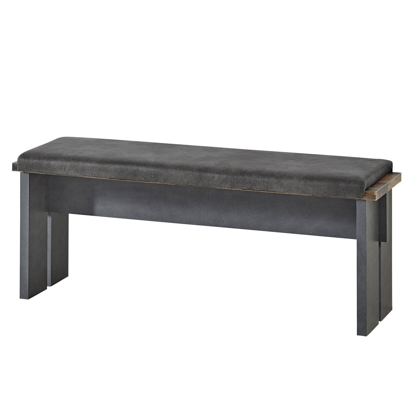 Banca tapitata cu piele ecologica Chelsea Gri, l126xA40xH49 cm