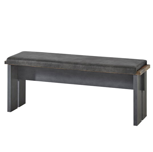 Banca tapitata cu piele ecologica Chelsea Gri, l126xA40xH49 cm