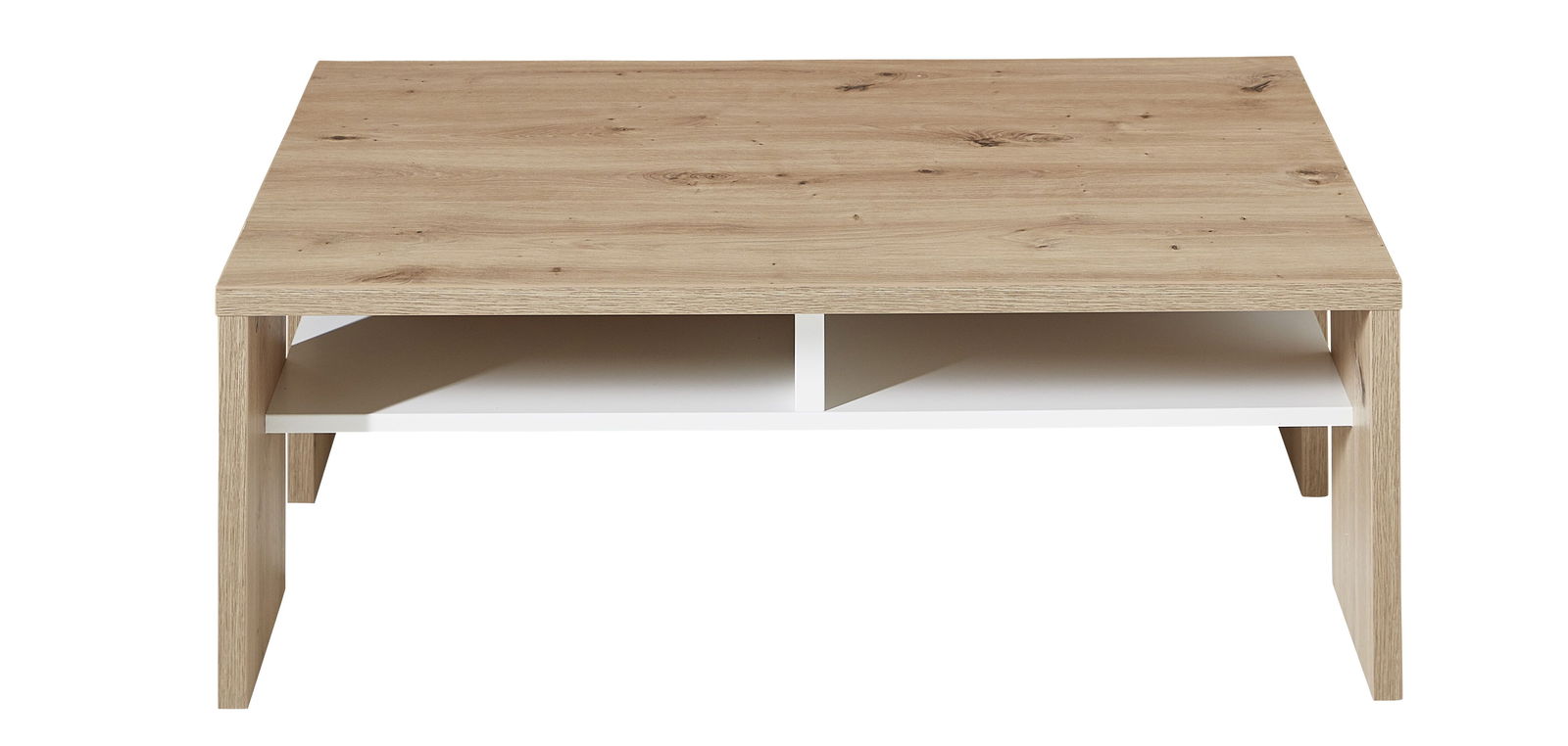 Masa de cafea din pal si MDF Madeline Stejar / Alb, L110xl65xH40 cm