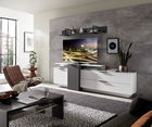 Set de mobila living din pal si MDF, 4 piese Madeline Alb / Grafit