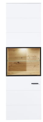 Vitrina din pal si MDF cu 1 usa, Madeline Alb, l60xA36xH199 cm