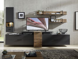 Set de mobila living din pal si MDF, 6 piese Madeline Large Havel Oak Cognac / Grafit