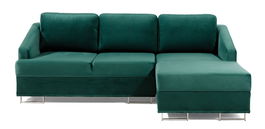 Coltar Bucs Extensibil cu Arcuri Ondulate si Spuma Poliuretanica, Sezlong pe Dreapta, Suprafata de Dormit 200x140 cm, cu Lada de Depozitare, Perne Incluse, l225xA160xH76 cm