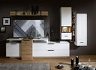 Set de mobila living din pal si MDF, 7 piese Madeline Alb / Stejar