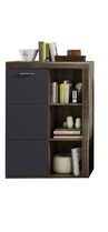 Cabinet din pal si MDF, cu 1 usa Krone Grafit / Natur, l87xA38xH125 cm