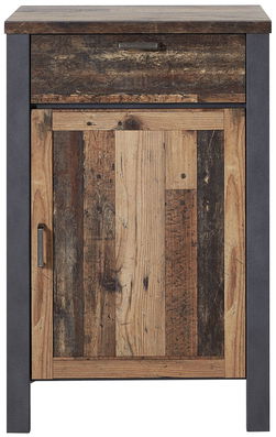 Cabinet hol din pal cu 1 usa si 1 sertar Chelsea Natural / Grafit, l69xA40xH105 cm