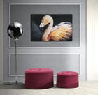 Set 2 taburete tapitate cu stofa si spatiu de depozitare Lines Velvet Bordeaux, Ø71xH40 cm / Ø55xH33 cm
