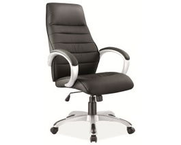 Scaun de birou directorial tapitat cu piele ecologica, Qwin-046 Negru, l62xA50xH110-120 cm