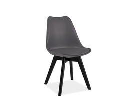 Scaun din plastic cu sezut tapitat cu piele ecologica si picioare din lemn, Kristopher II Gri / Negru, l49xA41xH83 cm