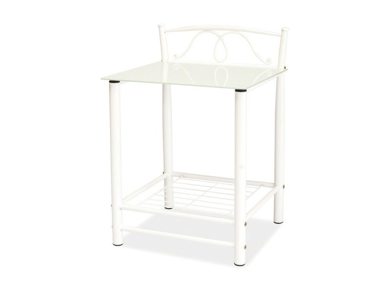Noptiera din metal si sticla East-920 Alb, l46xA49xH65 cm
