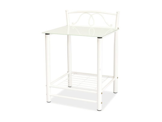 Noptiera din metal si sticla East-920 Alb, l46xA49xH65 cm