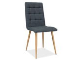 Scaun tapitat cu stofa si picioare metalice, Otelis Grafit / Stejar, l43xA53xH93 cm