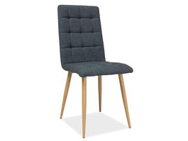 Scaun tapitat cu stofa si picioare metalice, Otelis Grafit / Stejar, l43xA53xH93 cm