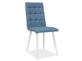 Scaun tapitat cu stofa, cu picioare metalice Otelis Blue / White, l44xA39xH94 cm