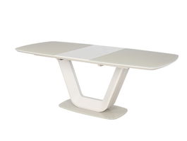 Masa extensibila din sticla si MDF, Aran Crem, L160-220xl90xH76 cm