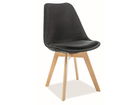 Scaun din lemn, tapitat cu stofa Dinos Velvet Negru / Fag, l48xA53xH83 cm