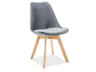 Scaun din lemn, tapitat cu stofa Dinos Velvet Gri / Fag, l48xA53xH83 cm