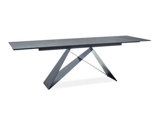 Masa extensibila din sticla si metal, Wesley II Negru, L160-240xl90xH76 cm