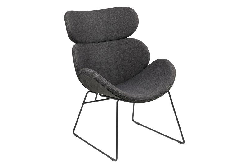 Scaun tapitat cu stofa si picioare metalice Cazar Gri / Negru, l69xA78,5xH90,5 cm