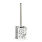 Perie de toaleta cu suport din polirasina, Terrazzo Alb / Negru, L10xl10xH38 cm