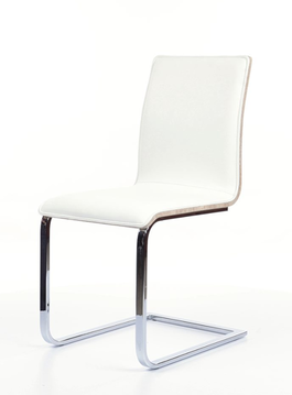 Scaun tapitat cu piele ecologica si picioare metalice, Han-690 Alb / Stejar Sonoma, l43xA43xH89 cm