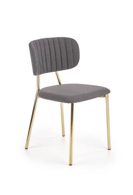 Scaun tapitat cu stofa si picioare metalice Kai-362 Gri / Auriu, l49xA51xH81 cm