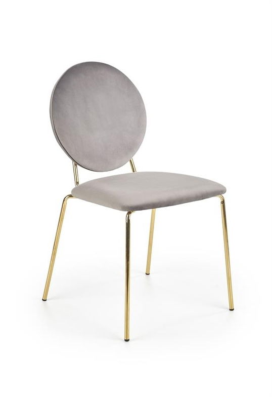 Scaun tapitat cu stofa si picioare metalice Kai-363 Velvet Gri / Auriu, l48xA53xH87 cm