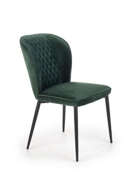 Scaun tapitat cu stofa si picioare metalice Kai-399 Velvet Verde inchis / Negru, l50xA60xH84 cm