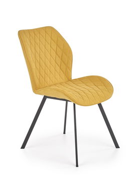 Scaun tapitat cu stofa si picioare metalice Kai-360 Mustariu / Negru, l51xA64xH90 cm