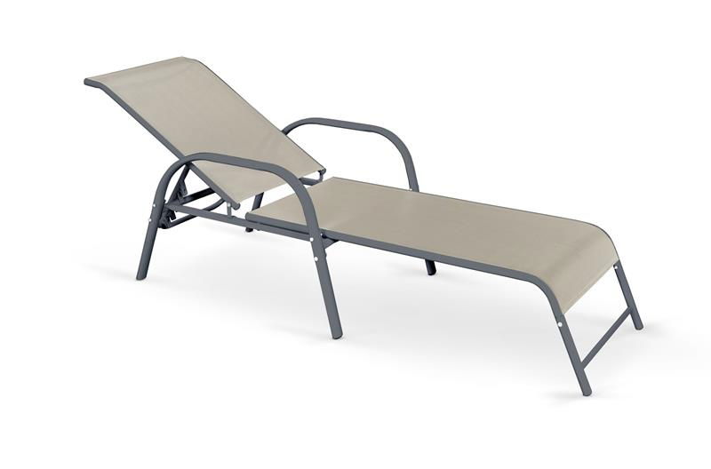 Sezlong din metal si stofa mesh Mosley Gri, l65xA193xH95 cm
