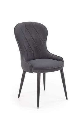 Scaun tapitat cu stofa si picioare metalice Kai-366 Gri / Negru, l52xA58xH92 cm