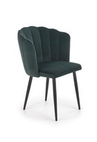 Scaun tapitat cu stofa si picioare metalice, Kai-386 Velvet Verde inchis / Negru, l60xA58xH84 cm