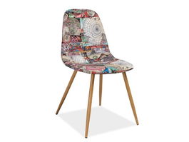 Scaun tapitat cu stofa si picioare metalice, Citadell Multicolor / Stejar, l44xA38xH84 cm
