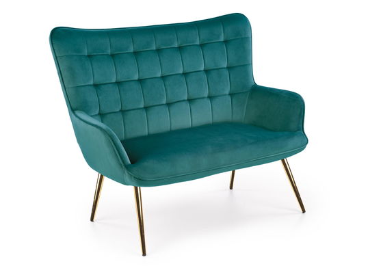 Canapea fixa tapitata cu stofa, 2 locuri Castiel 2XL Verde inchis / Auriu, l129xA99xH100 cm