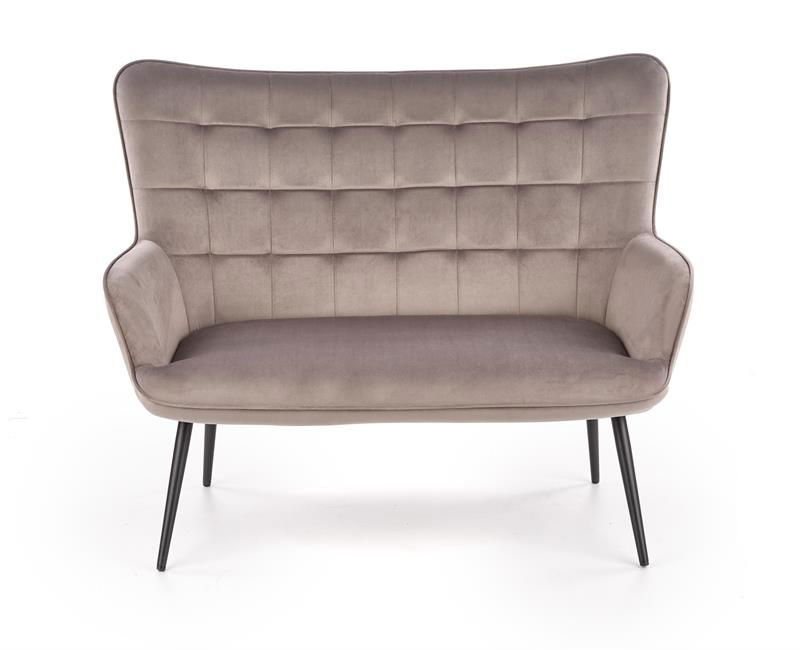 Canapea fixa tapitata cu stofa, 2 locuri Castiel XL Gri / Negru, l129xA99xH100 cm