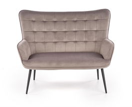 Canapea fixa tapitata cu stofa, 2 locuri Castiel XL Gri / Negru, l129xA99xH100 cm